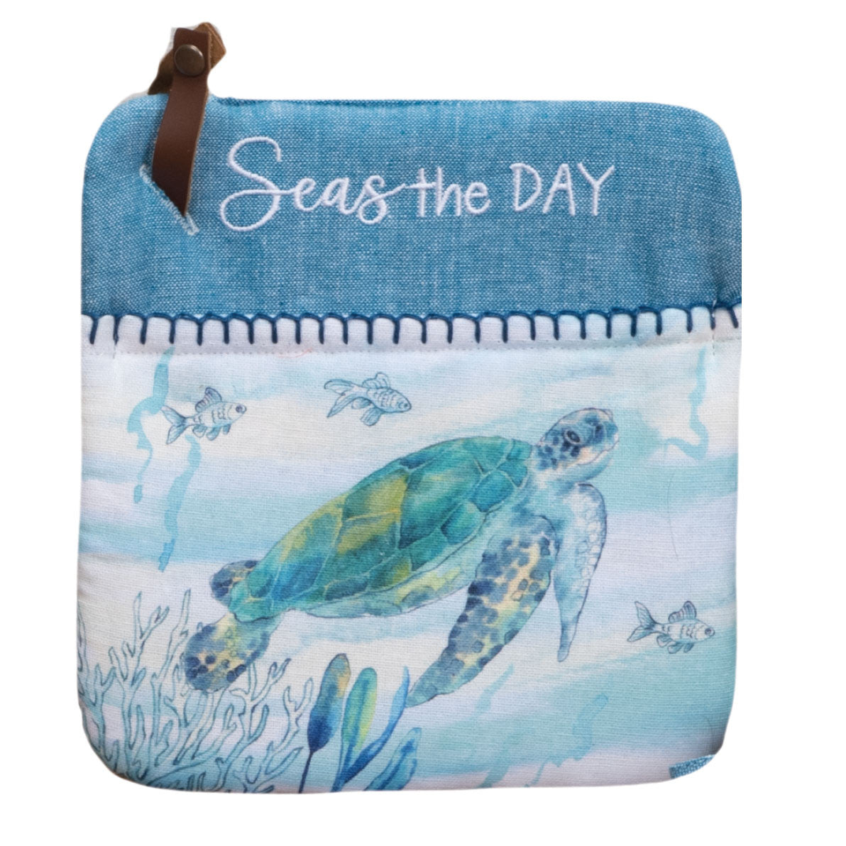 Pot Holder Pocket Great Blue Sea Turtle 8"x 8" R7402