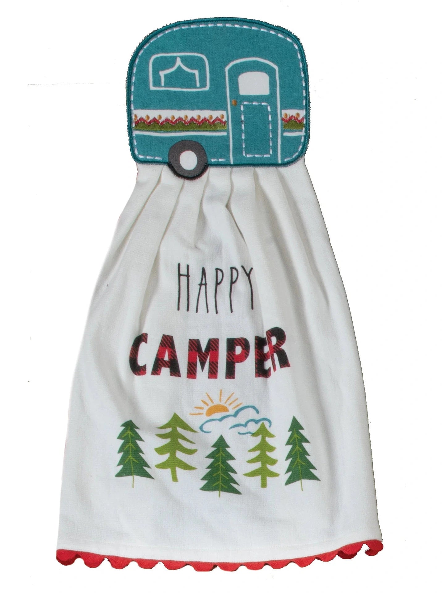 Tea Towel Hang Ups Happy Camper Turquoise/White R8068