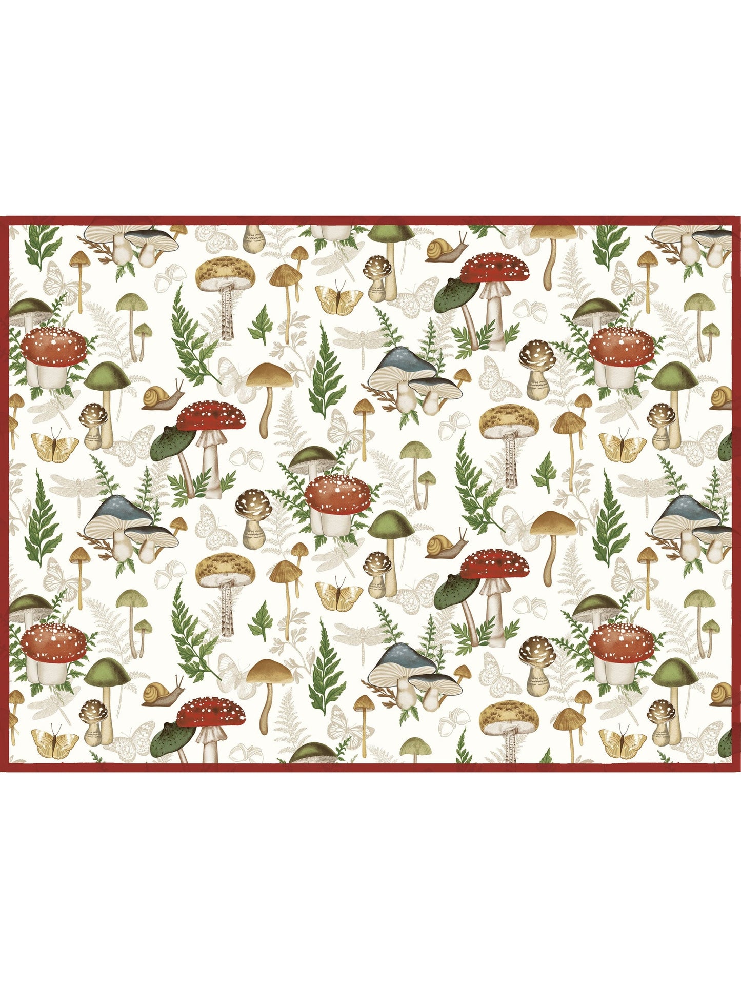 Drying Mat Countertop Micro Fiber Botanical Mushrooms Beige/White R8218