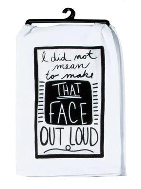 Tea Towel Flour Sack That Face 18x26" White/Black R8337