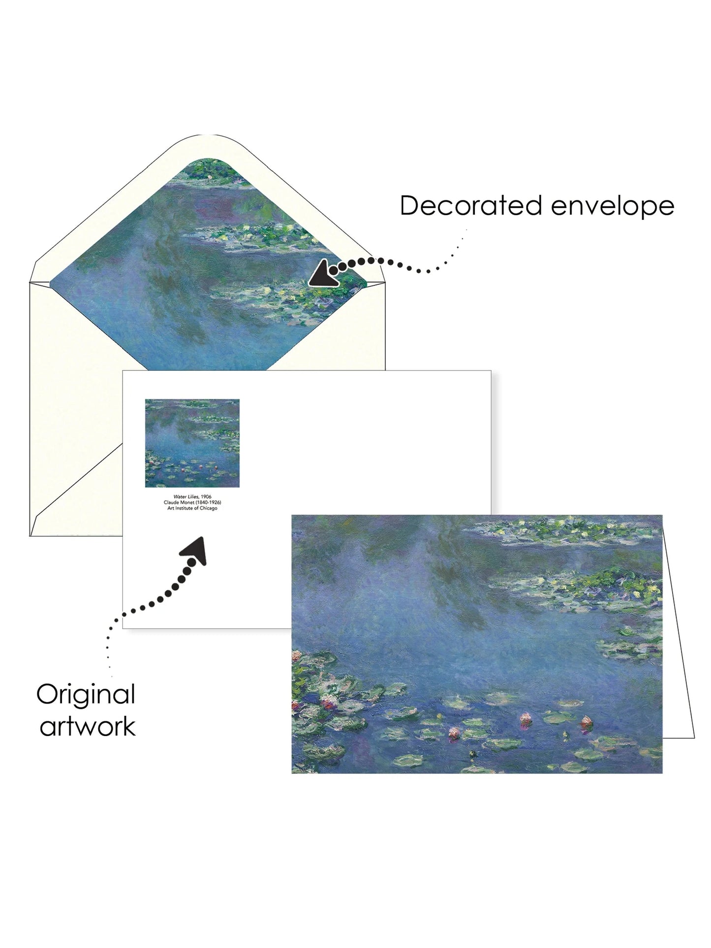 Note Cards Monet Water Lilies 16 Pk Cards& Envelopes St-Ncards-N