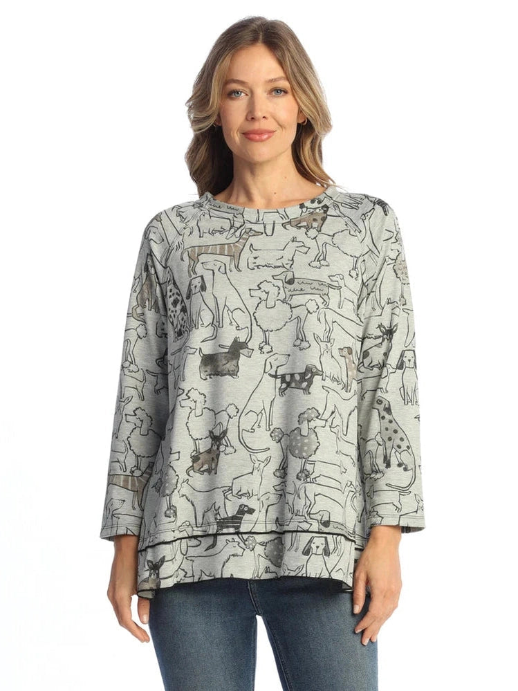 Sf7-2119 Paw Pals Grey Fleece Raglan Sleeve Women's Top