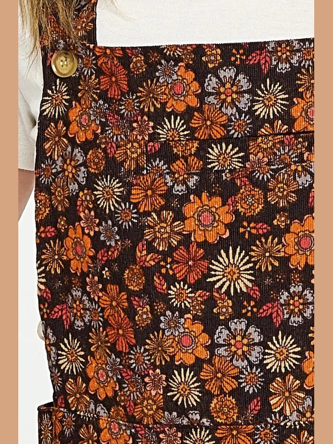Overalls Floral Corduroy Print Women's AW2310