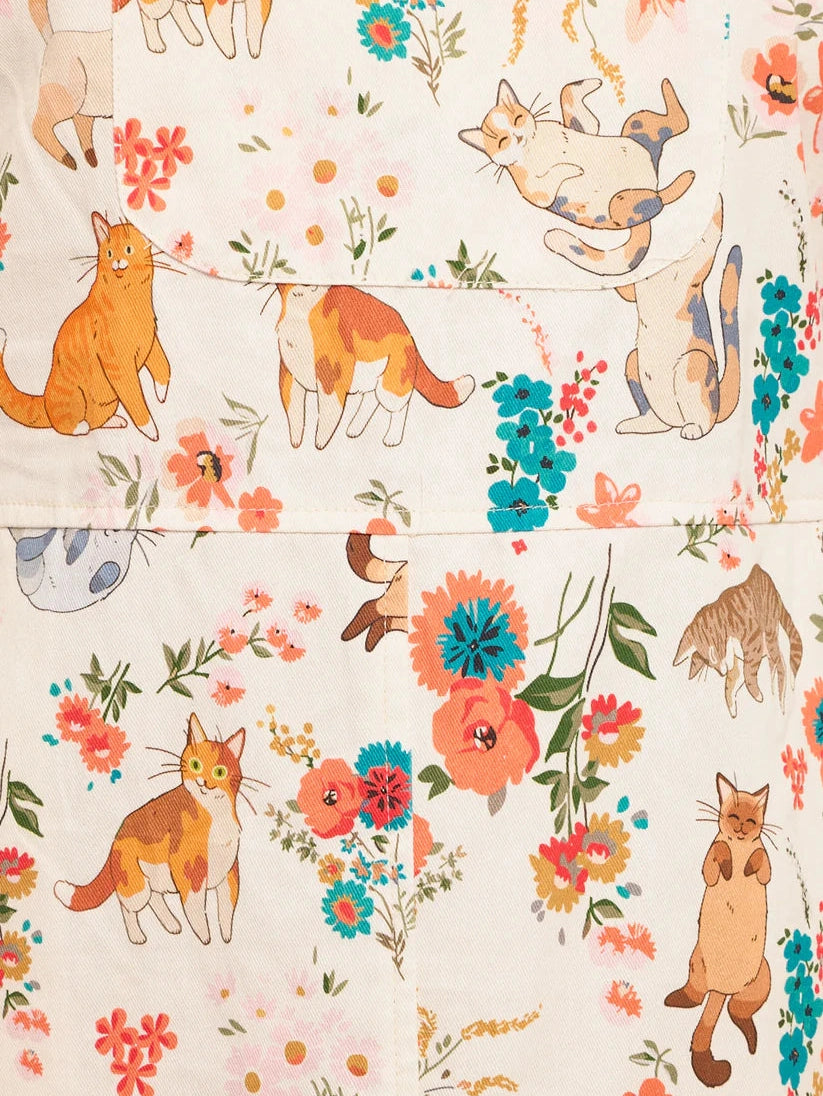 Overalls Cats Floral Print Women's SM2675