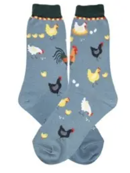 Women's Sock Chickens Greyish Blue 6969