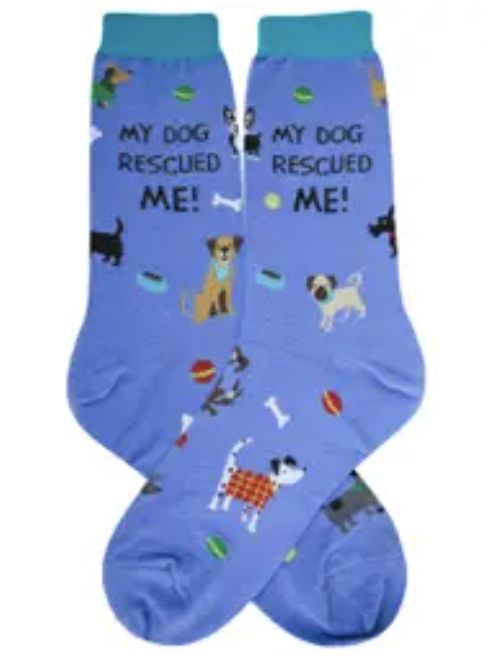 Women's Sock Dogs Rescue Me Blue 7032