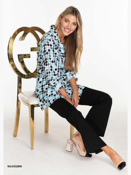 Shirt-Women-Blue/ White/ Black Dots Shirt-M14302bm