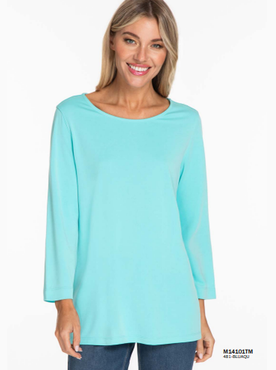 Top-Women-Blue-3/4 Sleeve Top