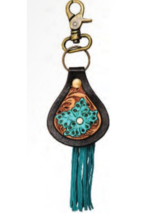 Key Fob-South Western-Macron Hand Tooled Leather -s6903