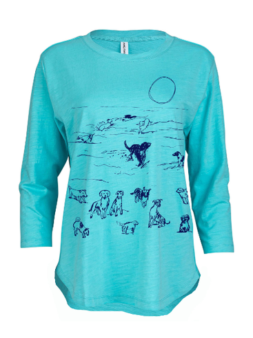 Shirt 3/4 Slub Hi-Lo Lake Dog Navy on Blue LQH Ladies Fit Asheville, NC name drop