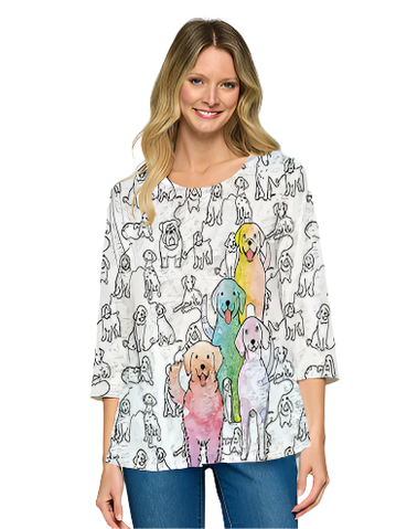 Shirt 3/4 Sleeve Multi Green Floral Honey c3140 1074