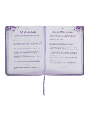 Book Devotional Strong 7 Courageous Faux Leather Purple DEV220