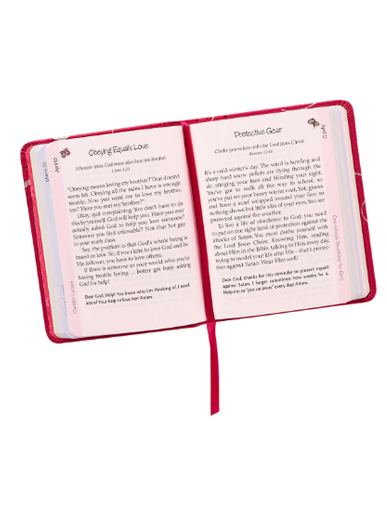 Book One Minute Devotional For Girls Faux Leather Fushia OM041