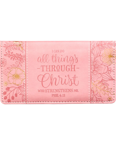Check Book All Things Are Possible Through Christ Pink Faux Leather CHB041