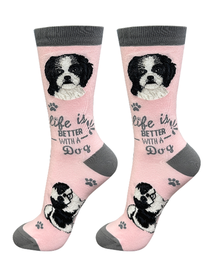 Socks Shih Tzu Black/White Dog 840-87b