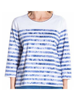 Shirt Stripe 3/4 Sleeve 24FD3-WT/DE