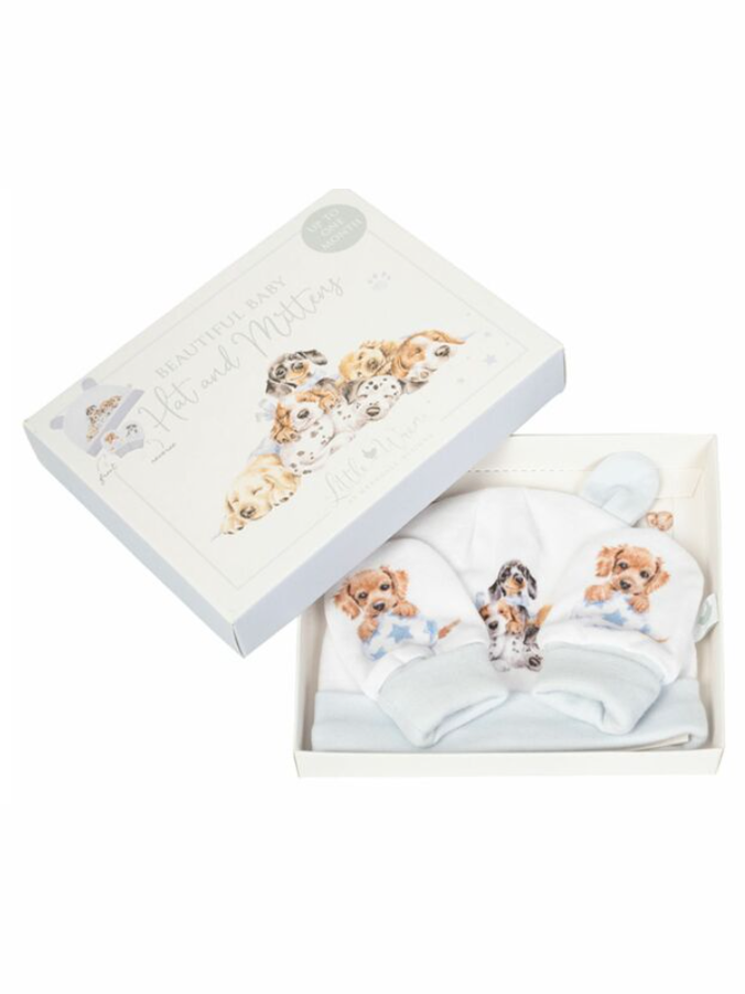Baby Hat & Mitten Gift Set - Puppies - LTW-HM002