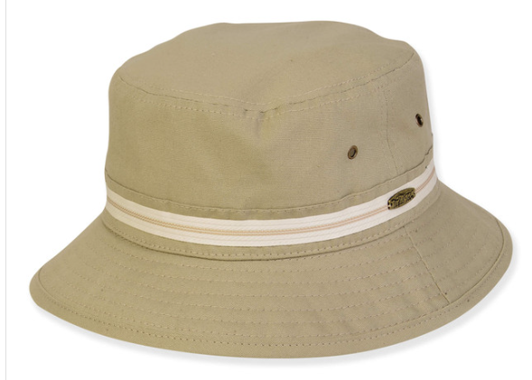 Mens Hats Light Green Beige Cotton Bucket Brin 2.5 inch Med Large HTT1256B