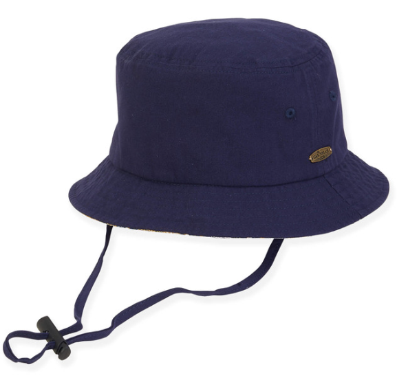 Mens Hats Navy Cotton Bucket Brin 2 inch Med/Large HTT1134B