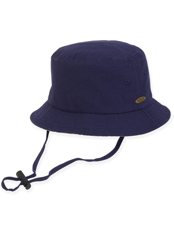 Mens Hats Navy Cotton Bucket Brin 2 inch Med/Large HTT1134B