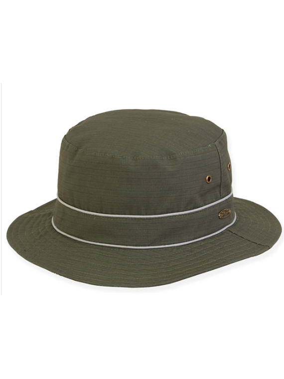 Mens Hats Green Cotton Bucket Brin 2 inch XLarge HTT1132B
