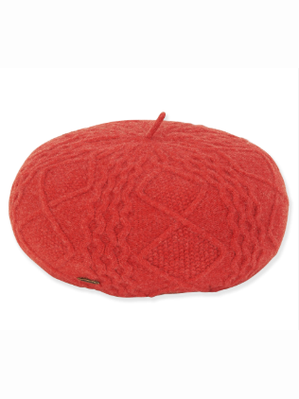 Sun n Sand-Hat Red Soft Wool Beret Women's-AD1454D