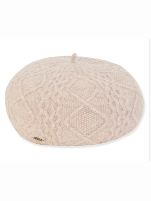 Hat Ivory Soft Wool Beret Women's-AD1454B