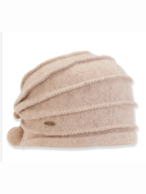 Sun n Sand-Hat Creamy Ivory Bow Wool Turban Women's-AD1340B