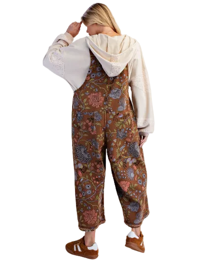 Overalls Vintage Flower Print Women's EB40341F Mocha