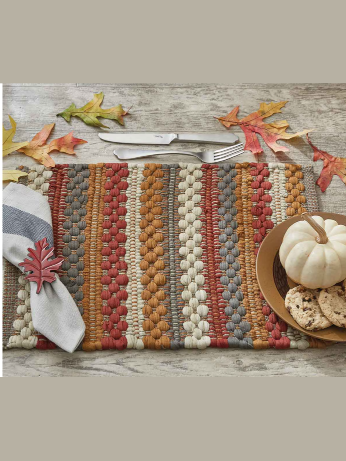 Placemat Woven Gathered Pumpkin Chindi 13x19" 830-01X