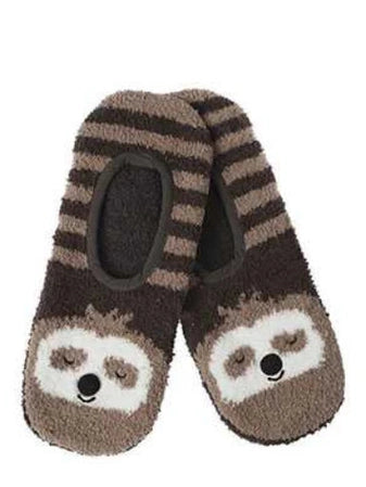 Slipper Socks Brown Racoon wamj-sloth