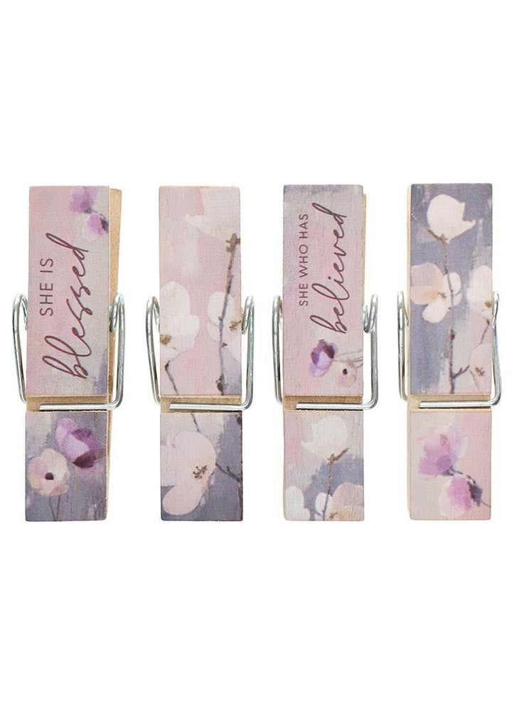 Bag Clips Blessed Is She Who Has Believed Wooden 4pk T3150