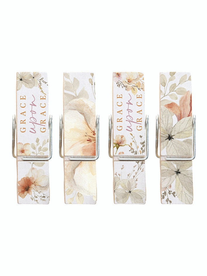 Bag Clips Grace Upon Grace Wooden 4pk T9463