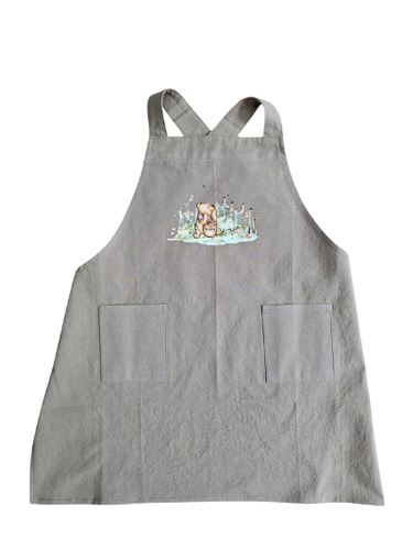 Child's Apron Green Cotton Cross Back Winnie the Pooh