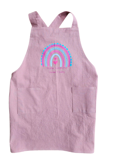 Child's Apron Rose Cotton Cross Back Rainbow Make Someone Smile