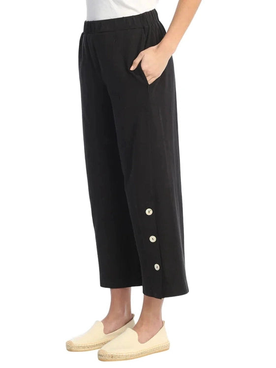 WK13 Pants - Jet Black Crop Pants w Pockets