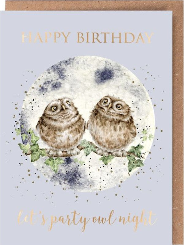 Card Aoc226 Happy Birthday Let's Party Owl Night
