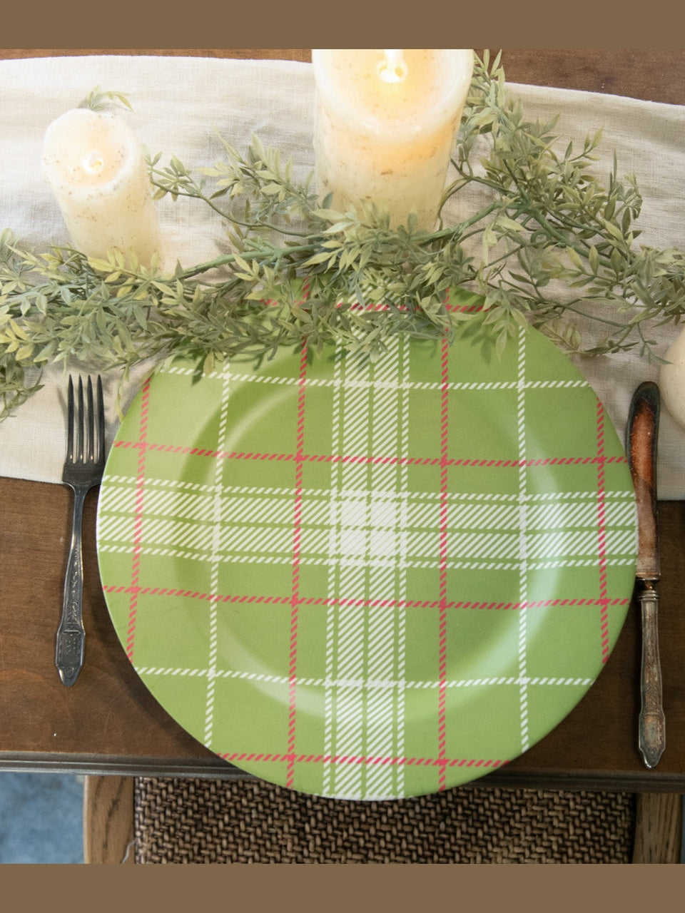 Plate/Charger Red/Green Plaid 12" Plastic Ws221252