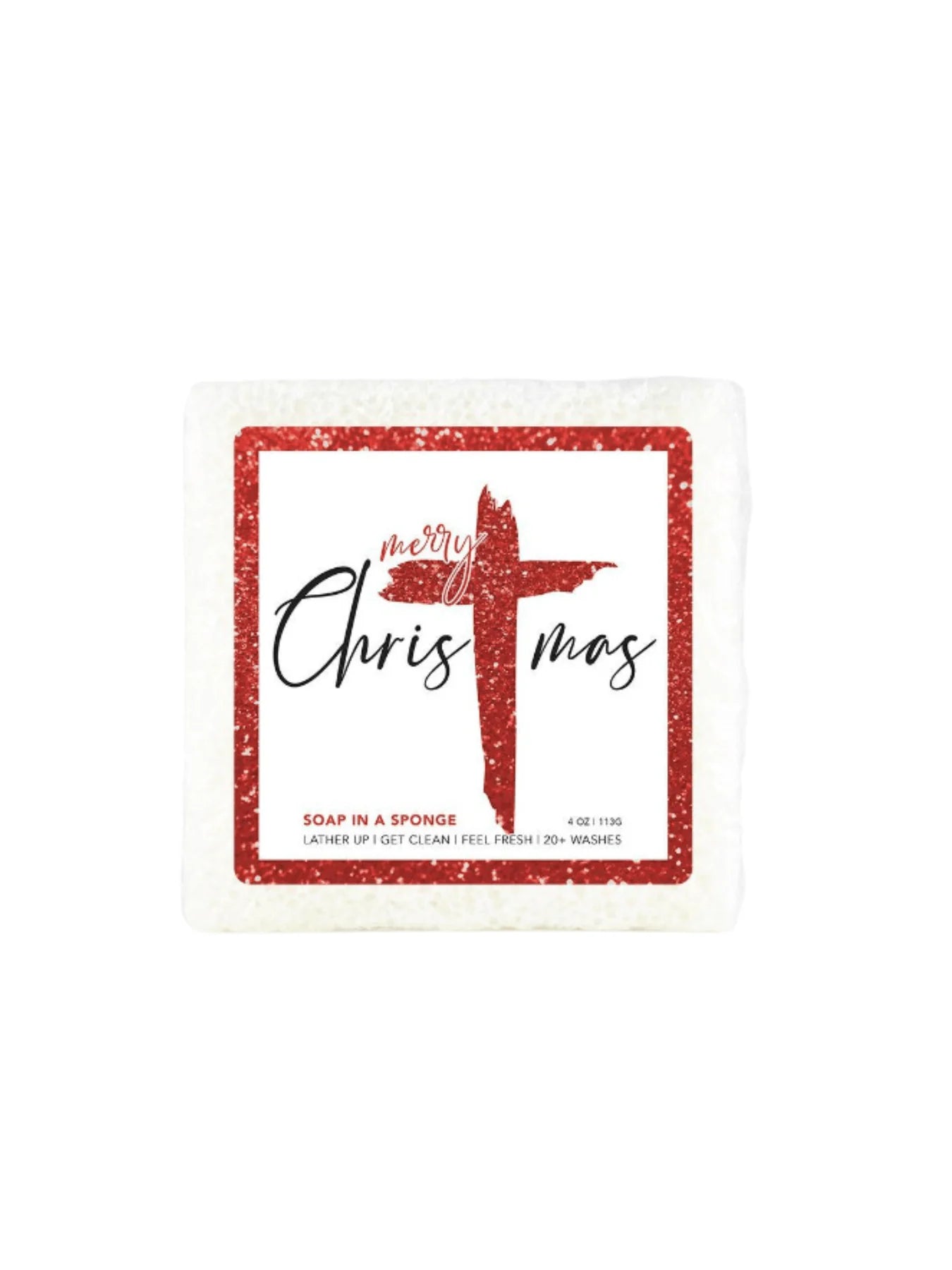 Soap Merry Christmas With Cross 4oz Square White