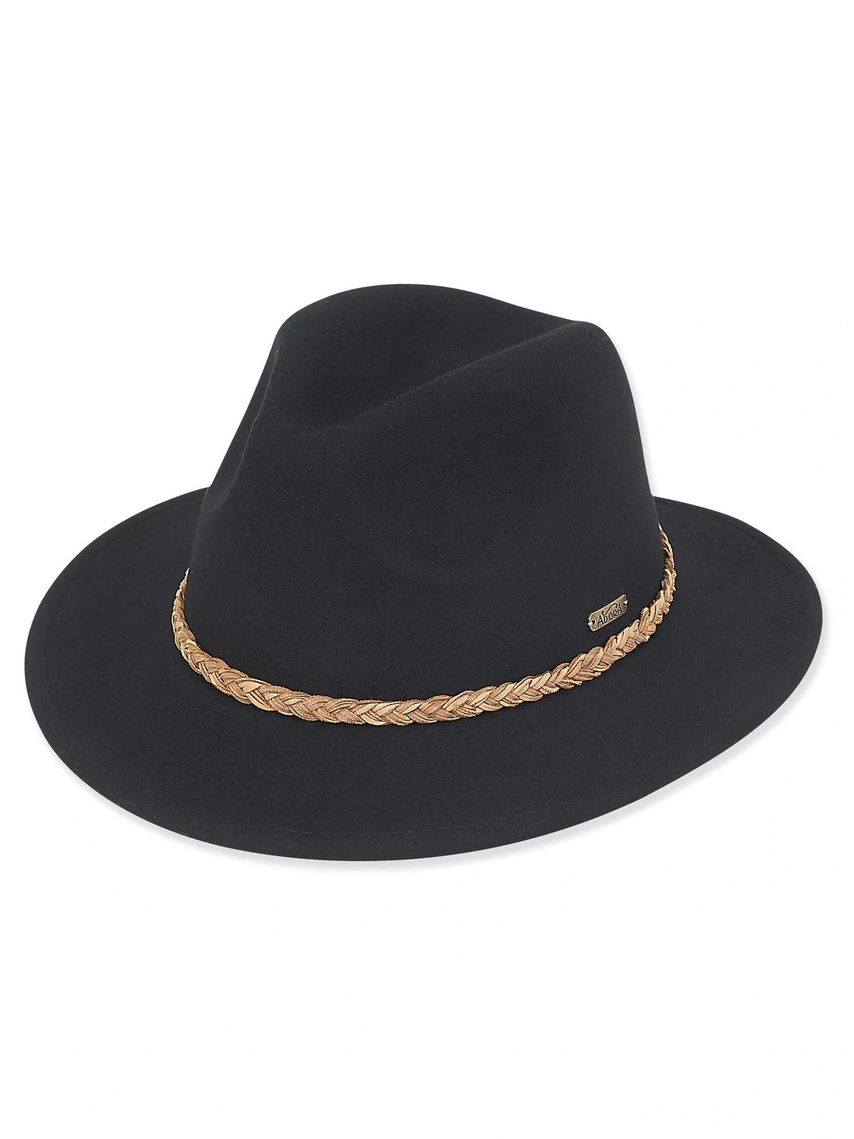 Sun n Sand-Hat Black Wool Felt Safari 2.5" Brim Women's-AD1011A