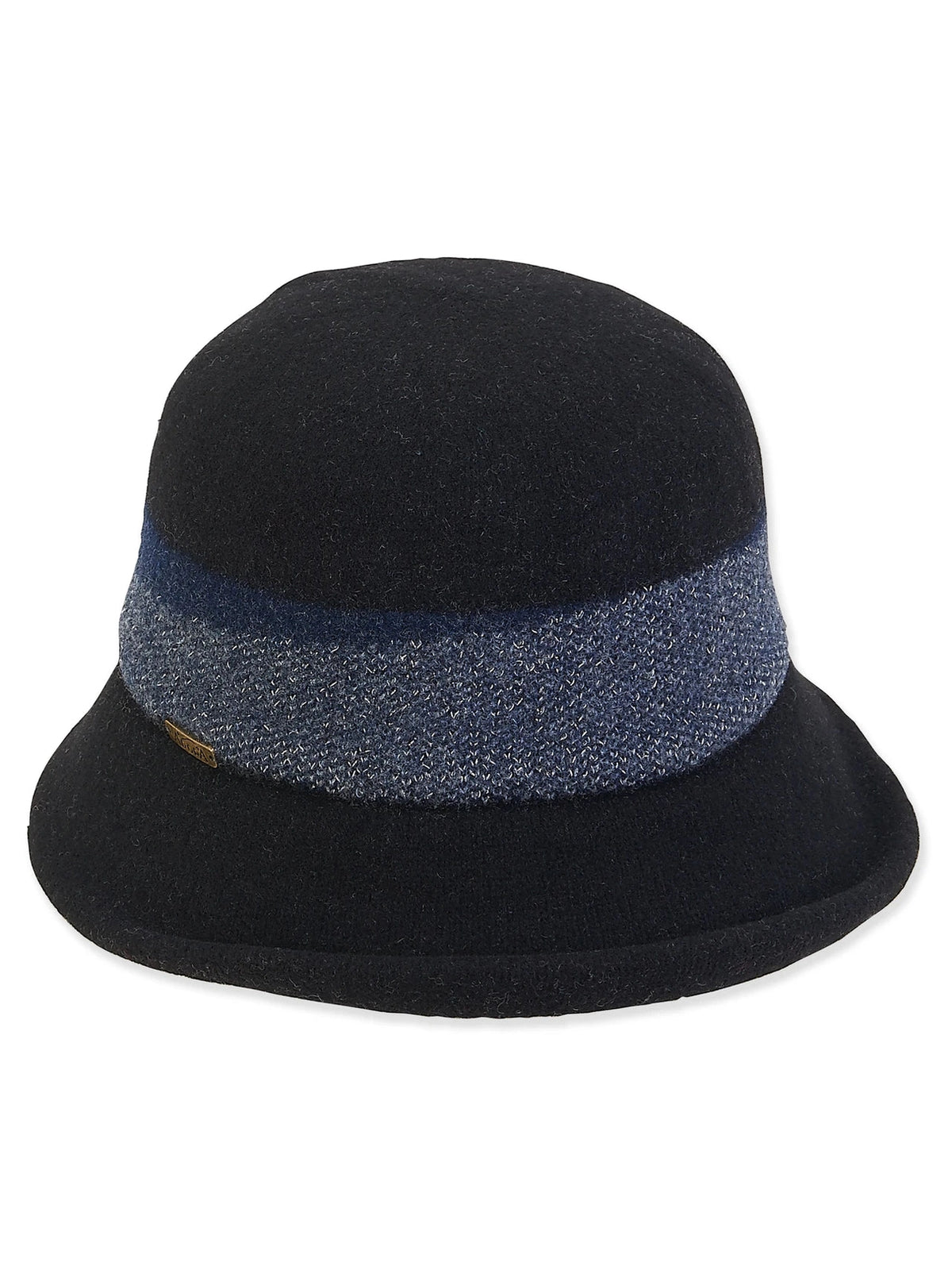 Hat Black Wool Felt Cloche 2.25" Brim Women's-AD107A