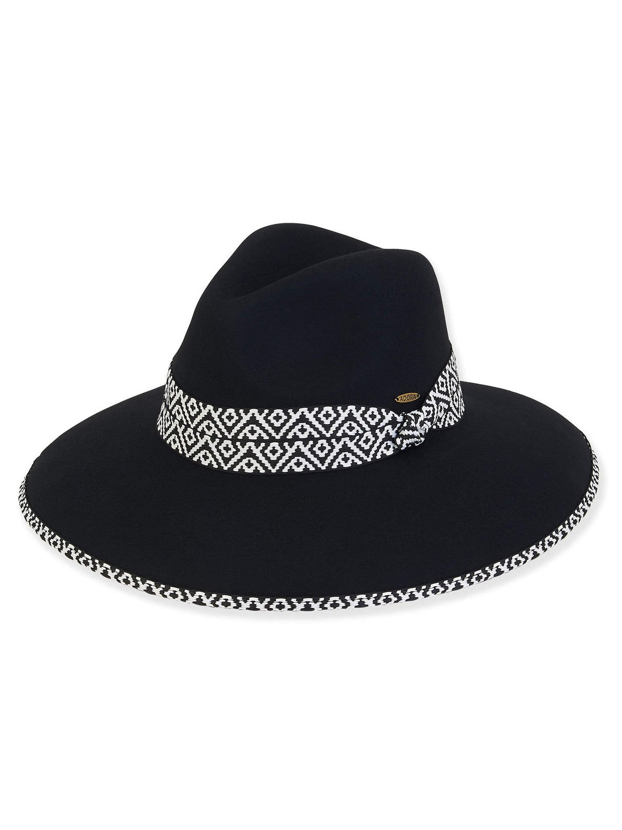 Hat - Black-Black/White Head Band-Women's-Ad1402A