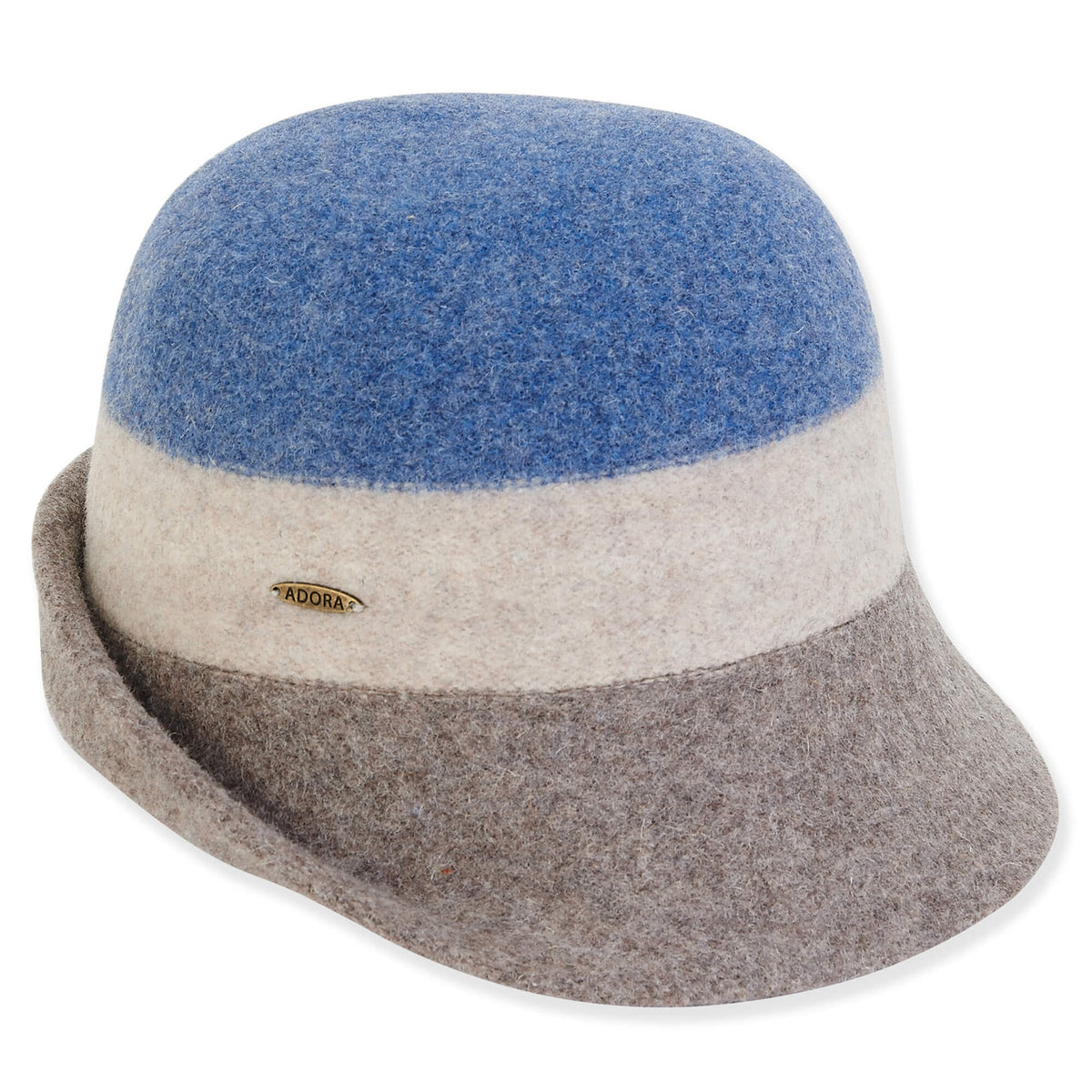 Sun n Sand-Hat Brown/Blue Soft Wool Felt Cap 2.75" Brim Women's-AD1442B