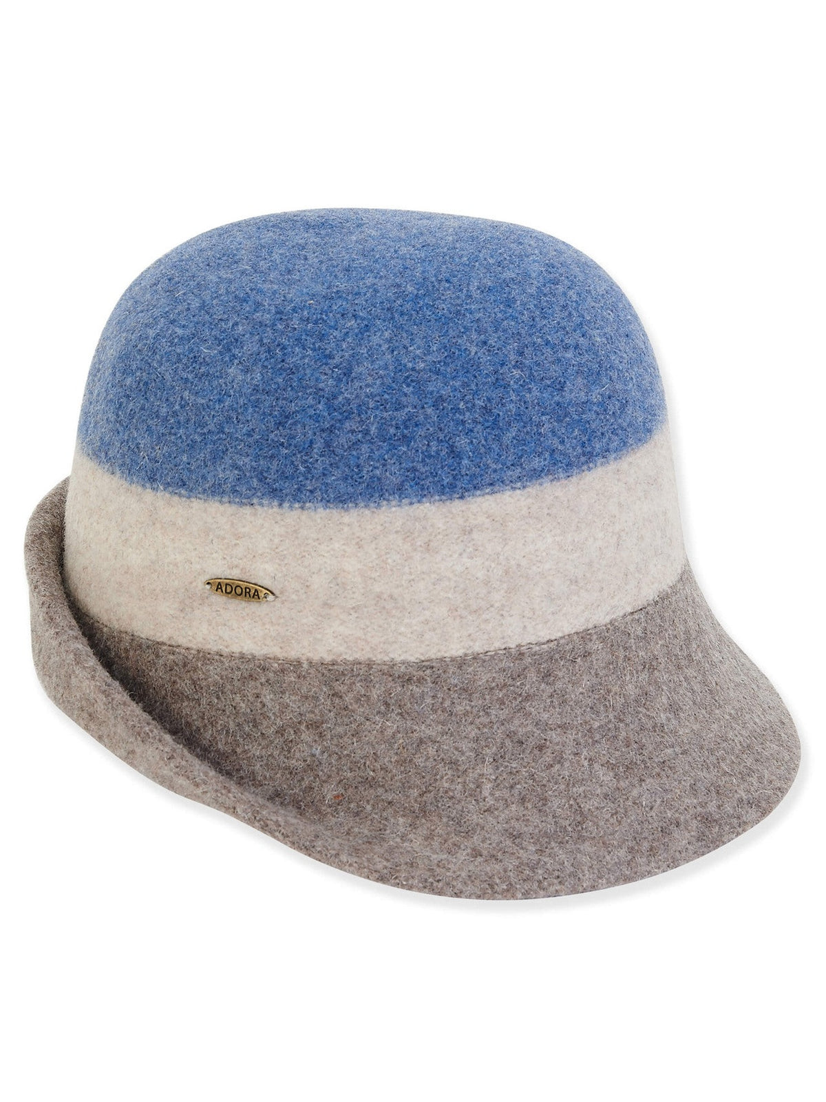 Sun n Sand-Hat Brown/Blue Soft Wool Felt Cap 2.75" Brim Women's-AD1442B