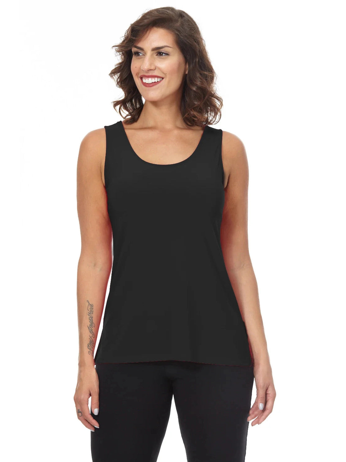 Tank Top Round Neck Long Black adt02a