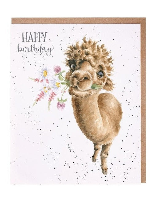 Card AOC159 Birthday Flowers Camel