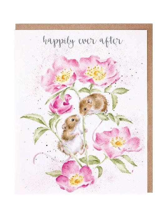 Card AOC185 Happily Ever After Floral Mice