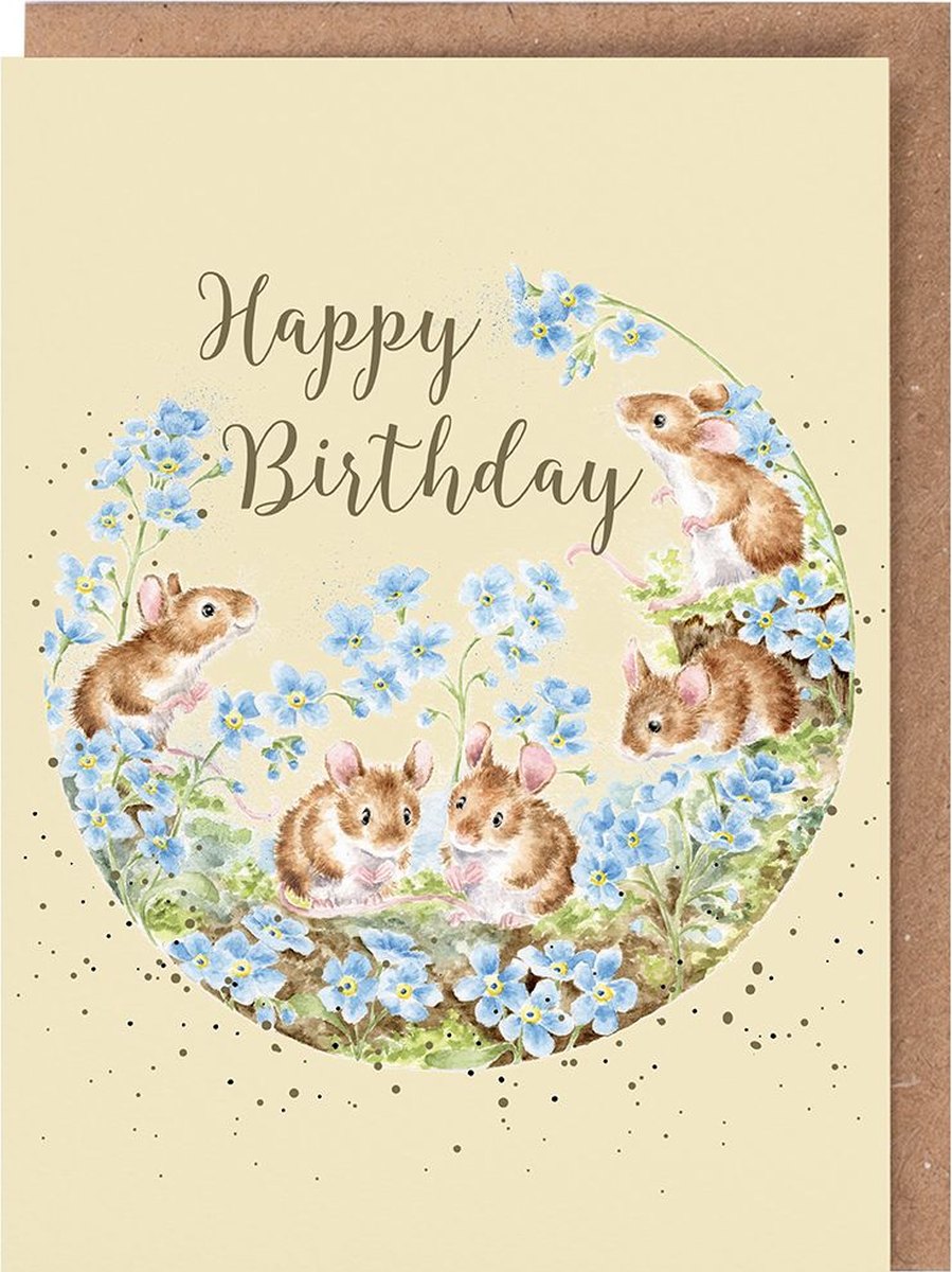 Card Aoc218 Forget Me Not Mice Happy Birthday