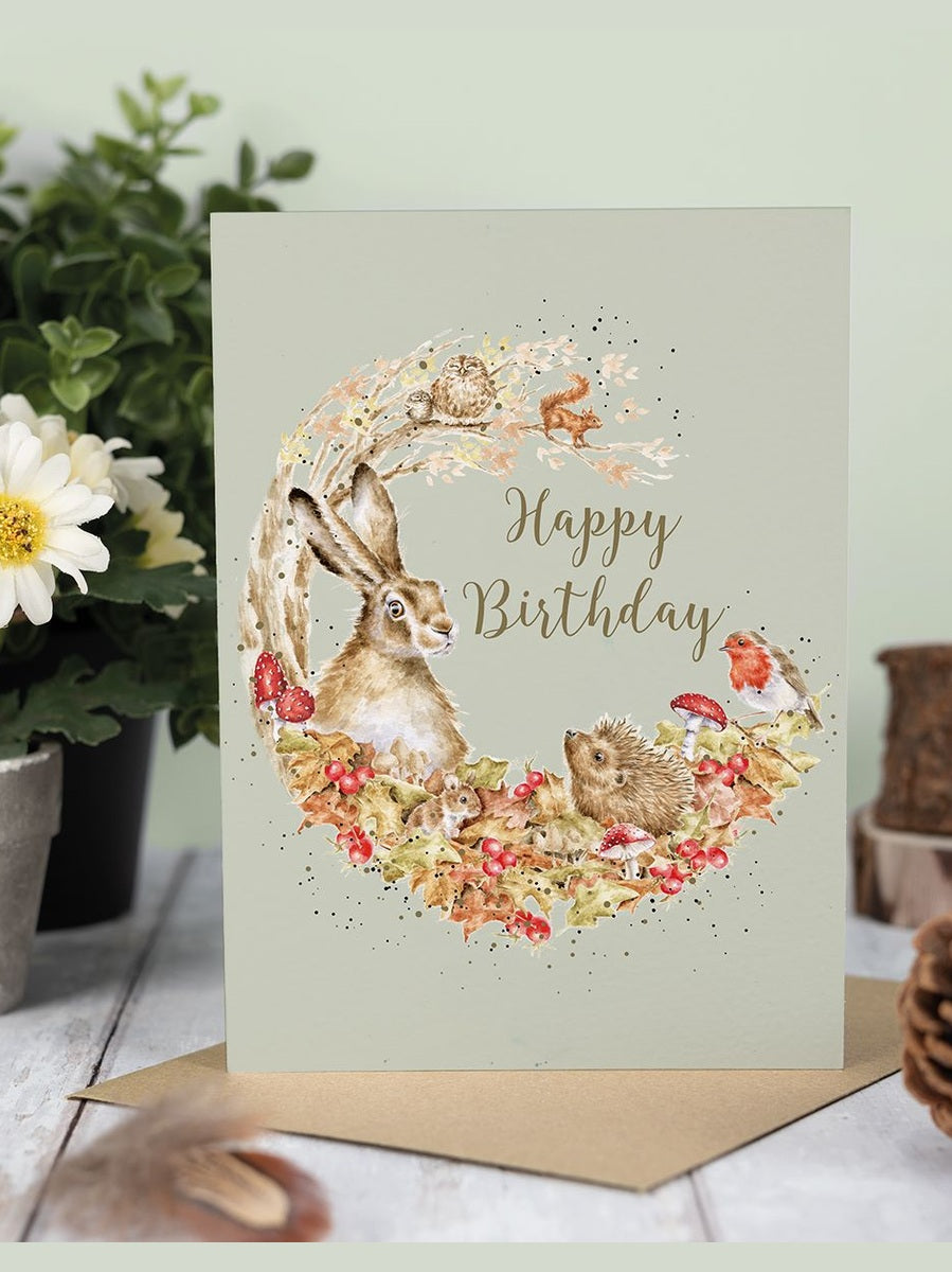 Card Aoc221 Fungi Foray Happy Birthday Forest Animals