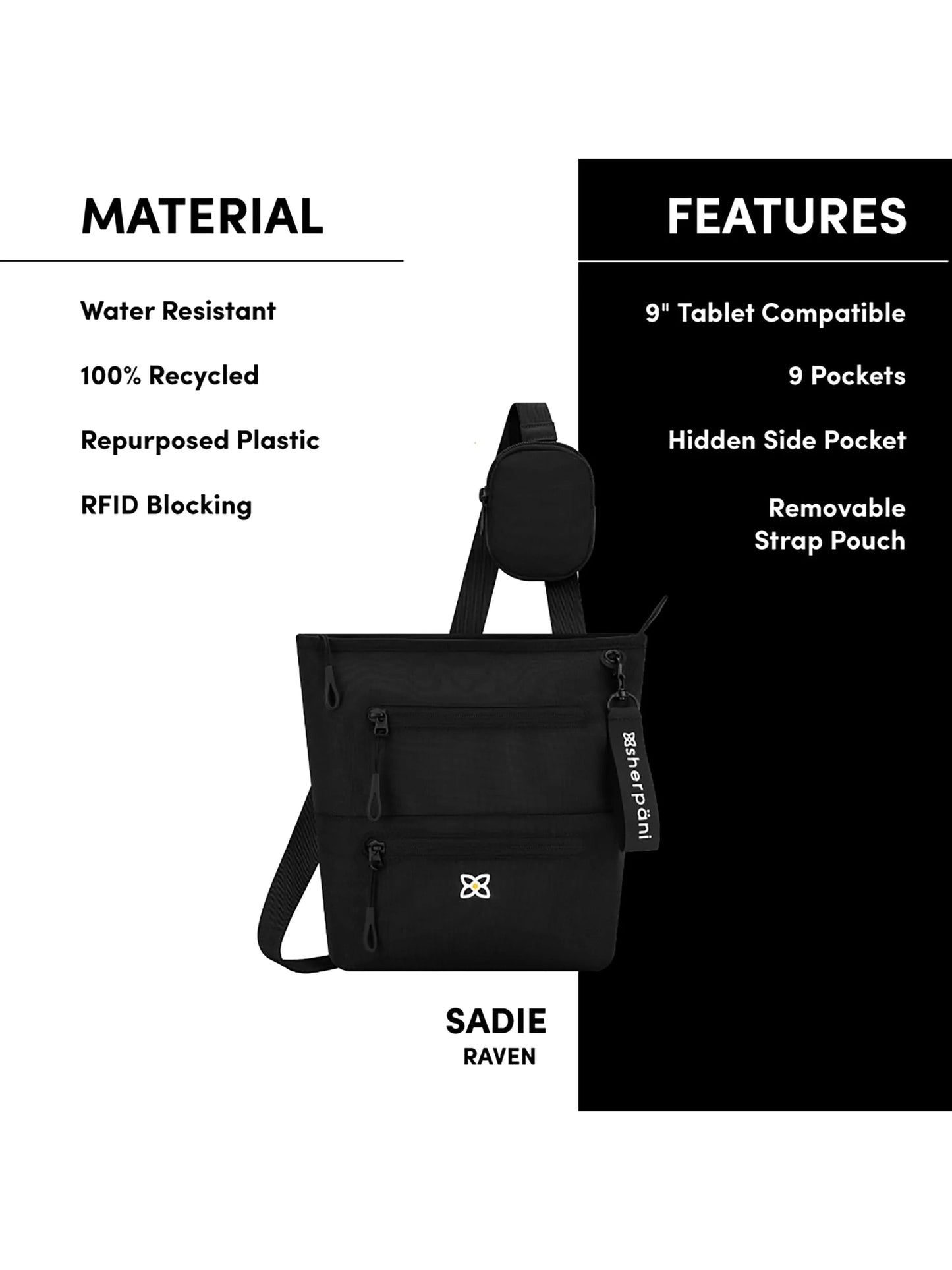 Crossbody Bag Sadi Removeable Coin Purse Raven Black 24527